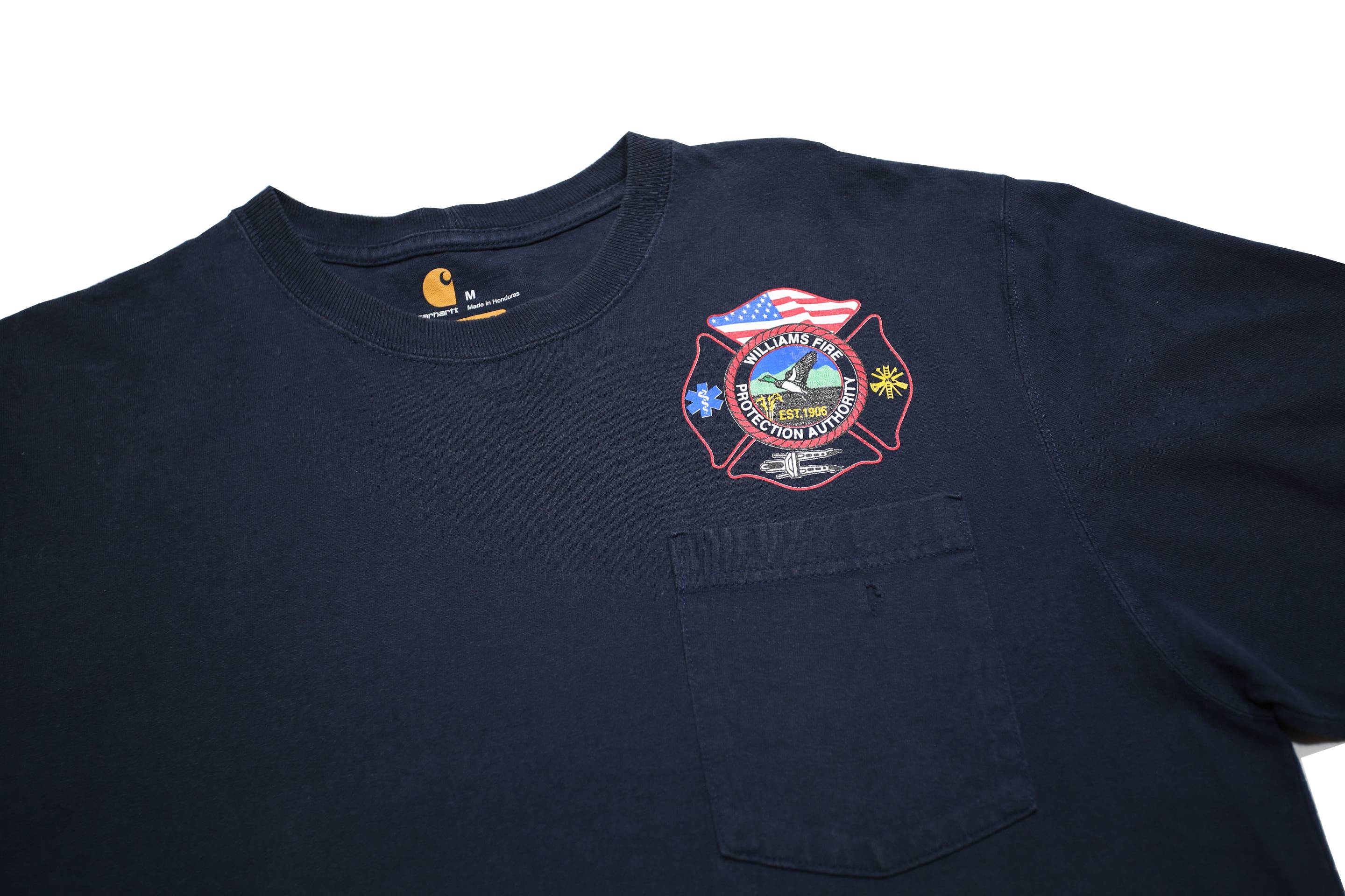 CARHARTT Mens Navy Williams Fire Graphic T-Shirt M Short Sleeve Crew Neck
