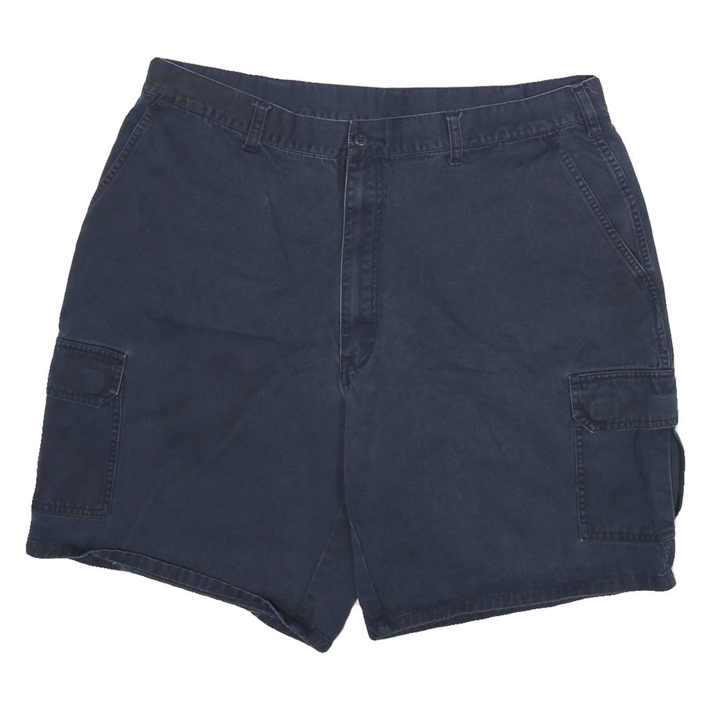DICKIES Mens Cargo Blue & Navy Cotton Blend Twill Shorts XL W34 Button Pocket