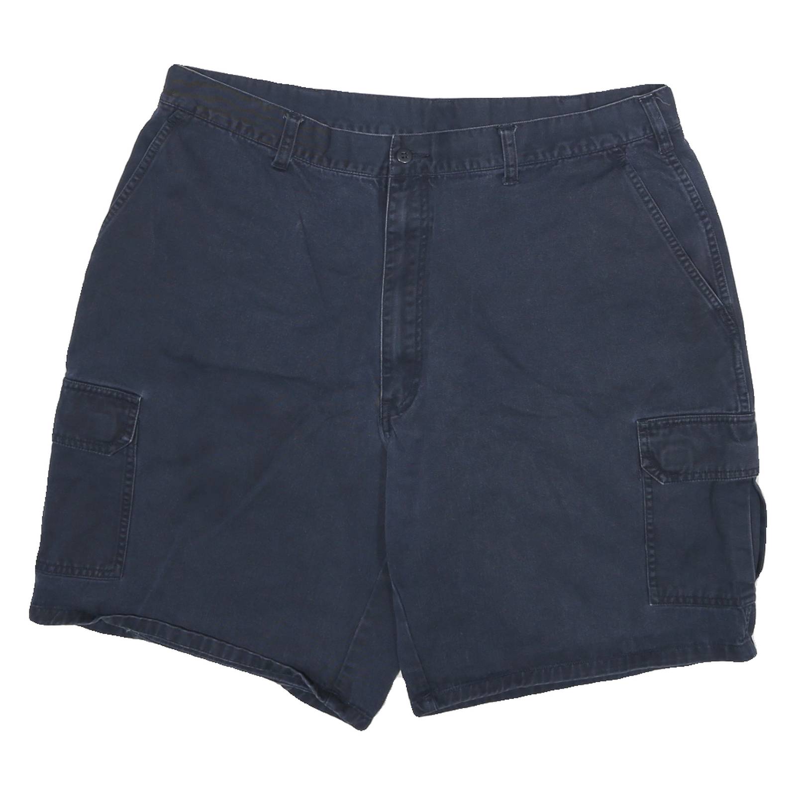 DICKIES Mens Cargo Blue & Navy Cotton Blend Twill Shorts XL W34 Button Pocket