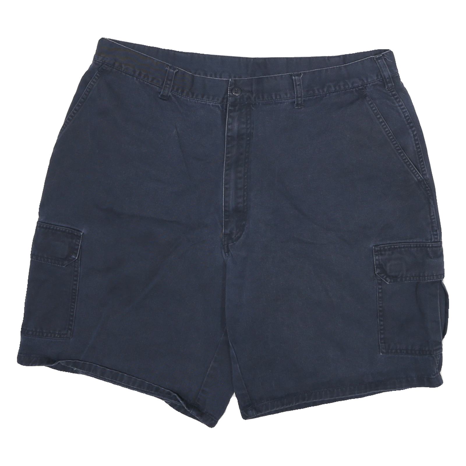 DICKIES Mens Cargo Blue & Navy Cotton Blend Twill Shorts XL W34 Button Pocket