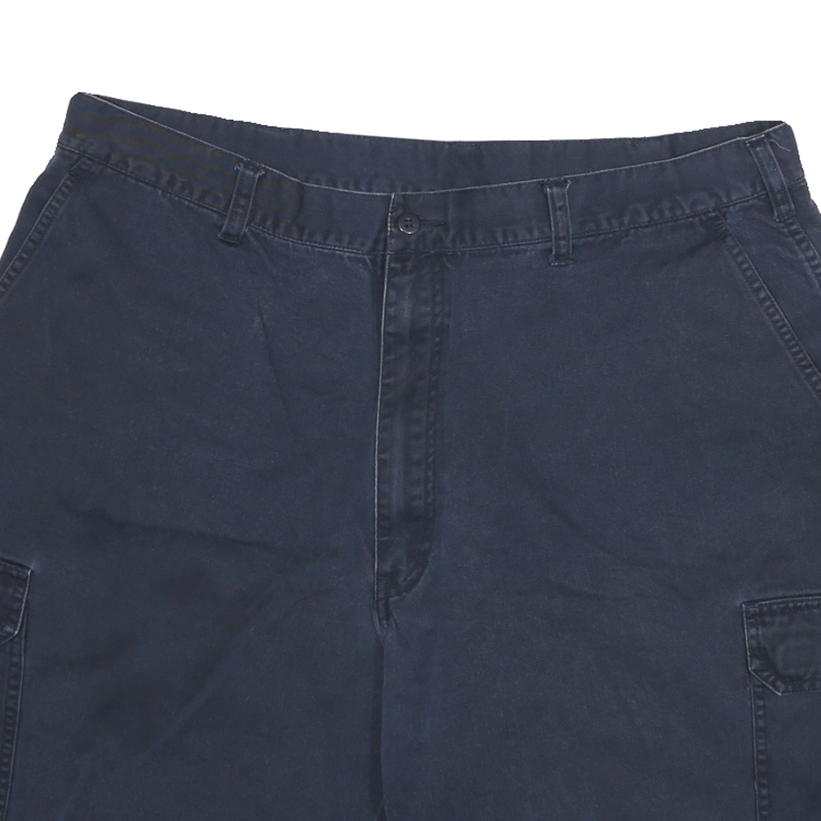 DICKIES Mens Cargo Blue & Navy Cotton Blend Twill Shorts XL W34 Button Pocket