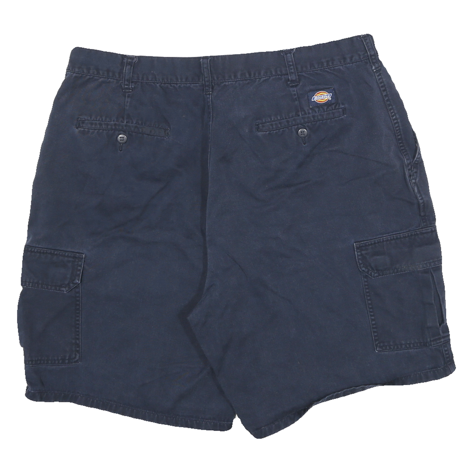 DICKIES Mens Cargo Blue & Navy Cotton Blend Twill Shorts XL W34 Button Pocket