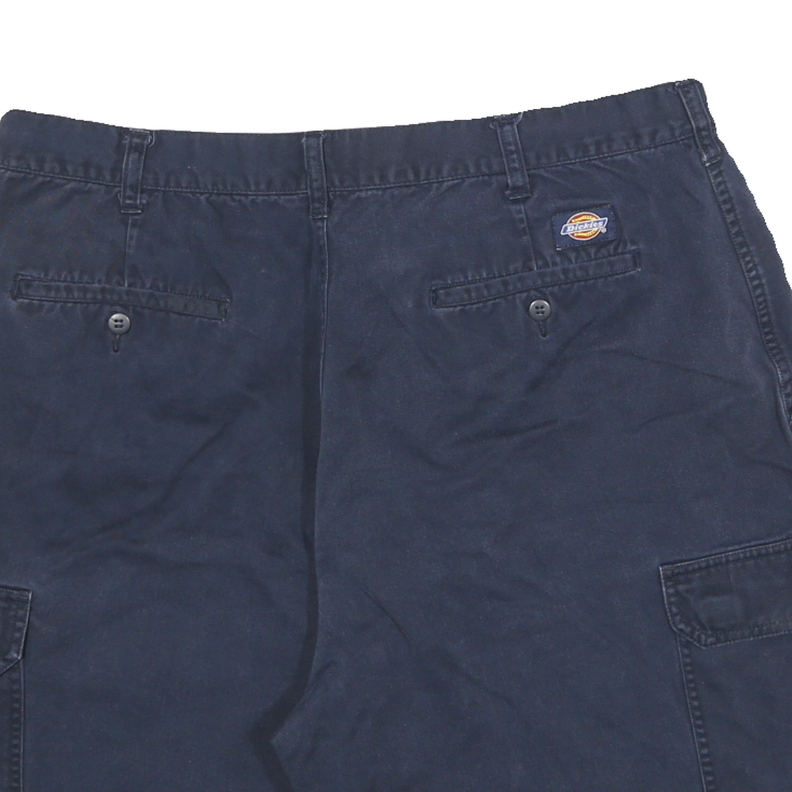 DICKIES Mens Cargo Blue & Navy Cotton Blend Twill Shorts XL W34 Button Pocket