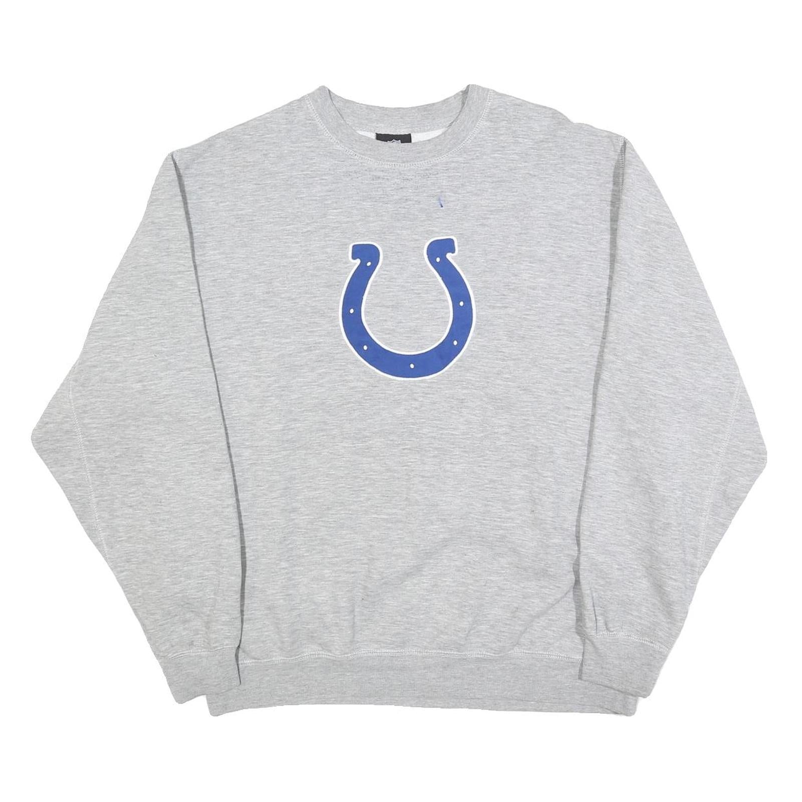 NFL Mens Grey Cotton Blend Crew Neck L Sweatshirt Horseshoe Logo Pullover
