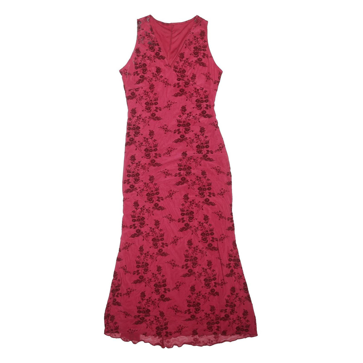 Womens Pink Floral Sleeveless Maxi Dress Polyester Blend V-Neck XL Summer