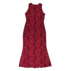 Womens Pink Floral Sleeveless Maxi Dress Polyester Blend V-Neck XL Summer