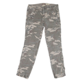 PLEASE Mens Cotton Blend Grey Camouflage Slim Skinny Trousers W30 L27 Casual Zip