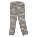 PLEASE Mens Cotton Blend Grey Camouflage Slim Skinny Trousers W30 L27 Casual Zip