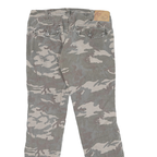 PLEASE Mens Cotton Blend Grey Camouflage Slim Skinny Trousers W30 L27 Casual Zip