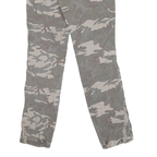 PLEASE Mens Cotton Blend Grey Camouflage Slim Skinny Trousers W30 L27 Casual Zip
