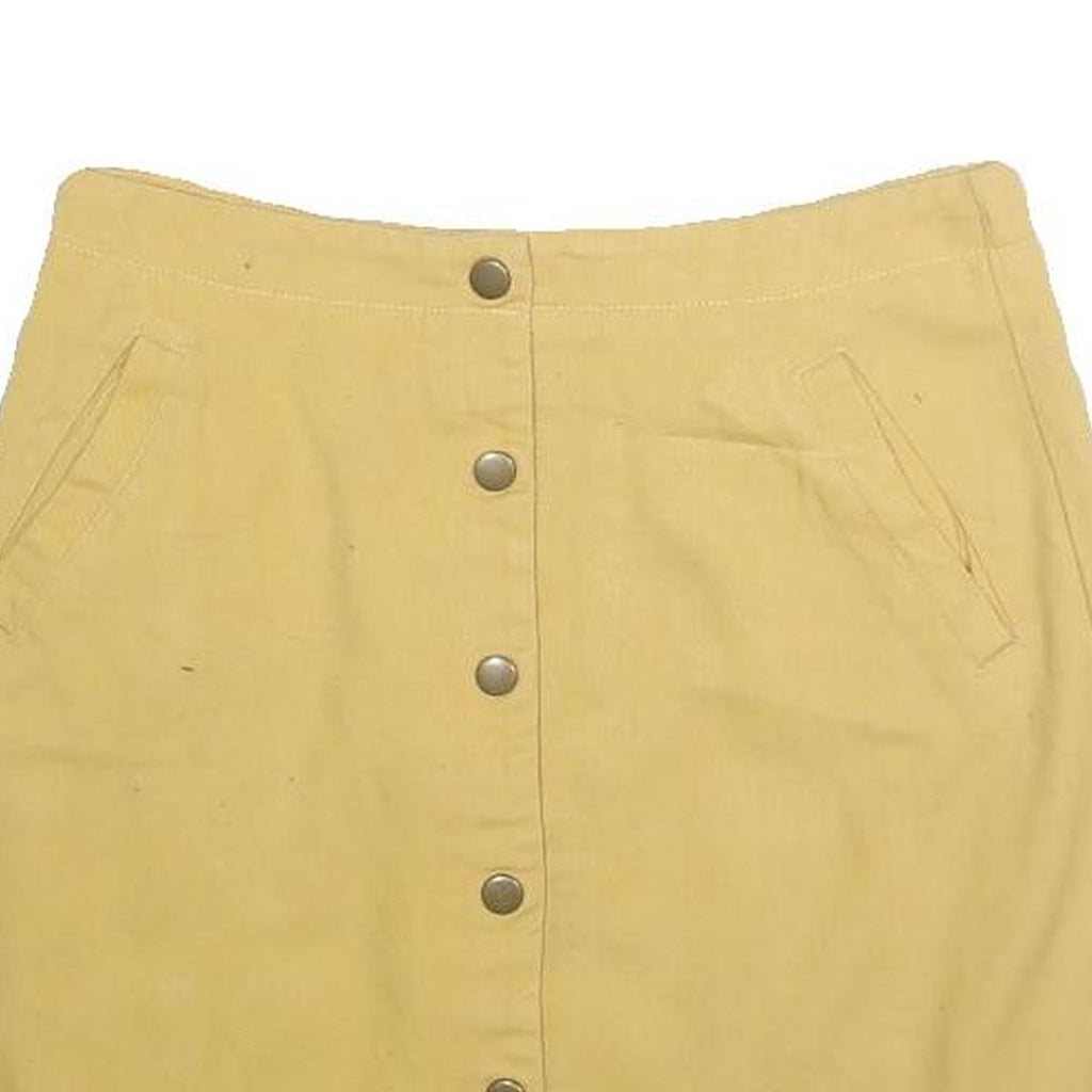 MIAMI Mens Beige Cotton Blend Mini Skirt Button Closure Casual Pocketed Size S