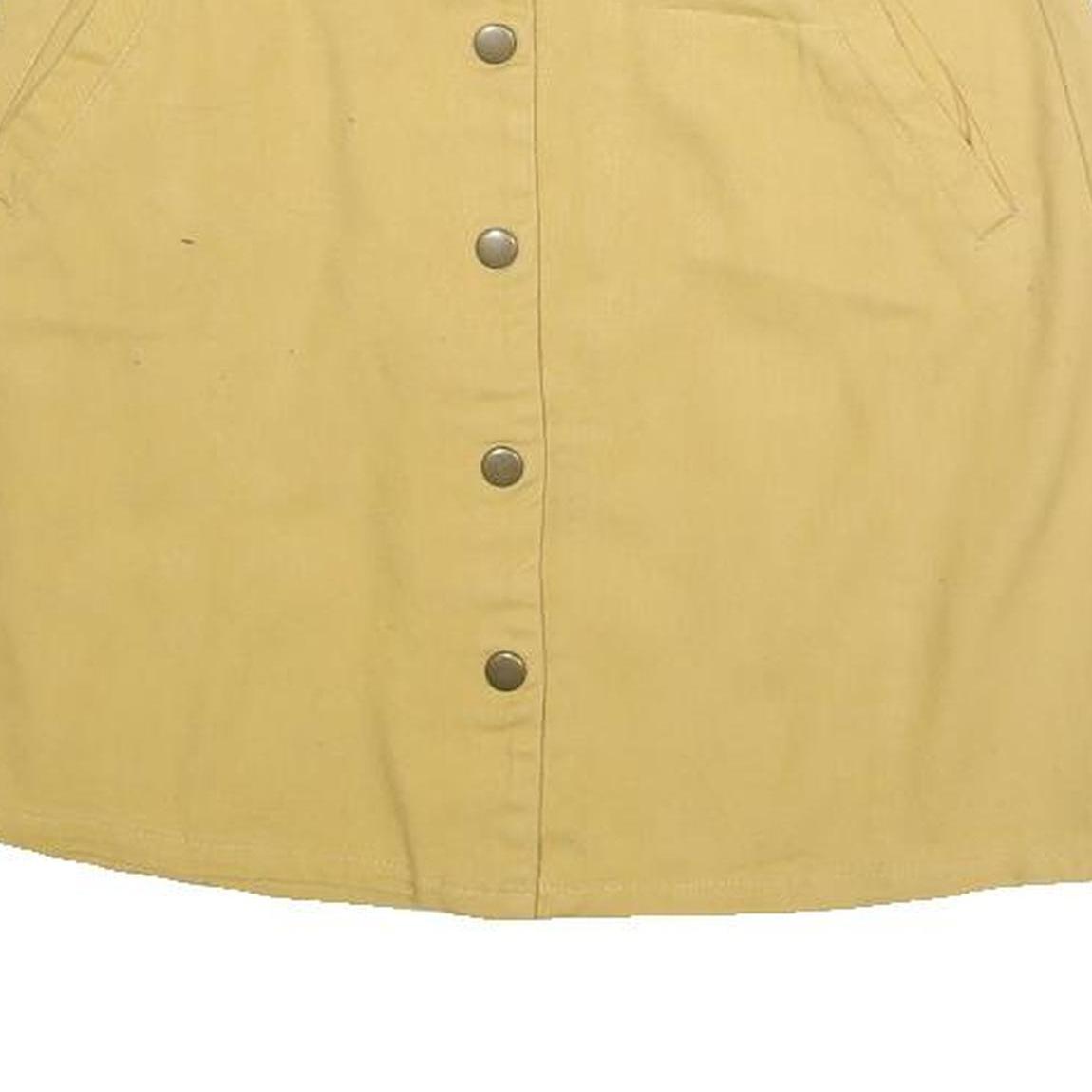 MIAMI Mens Beige Cotton Blend Mini Skirt Button Closure Casual Pocketed Size S