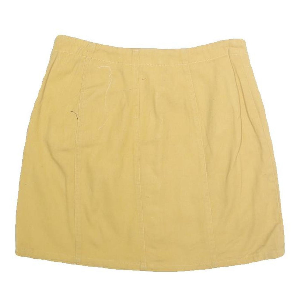 MIAMI Mens Beige Cotton Blend Mini Skirt Button Closure Casual Pocketed Size S
