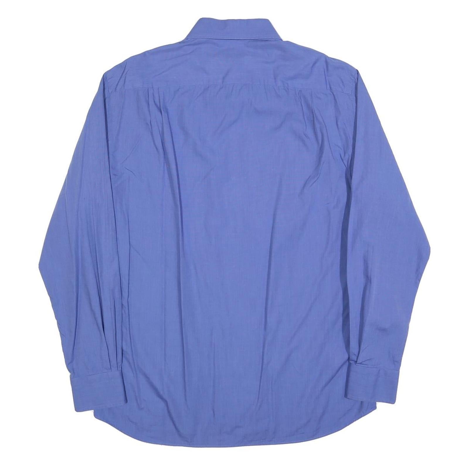 HUGO BOSS Mens Blue Classic Cotton Shirt L Long Sleeve Button Shirt