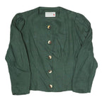 DORIS ULBRICH Womens Green Coach Jacket M Linen Woven Plain Button Closure Long