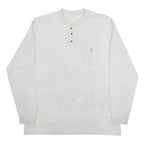 CARHARTT Mens Grey Long Sleeve Henley Neck T-Shirt Cotton Blend L Pocket