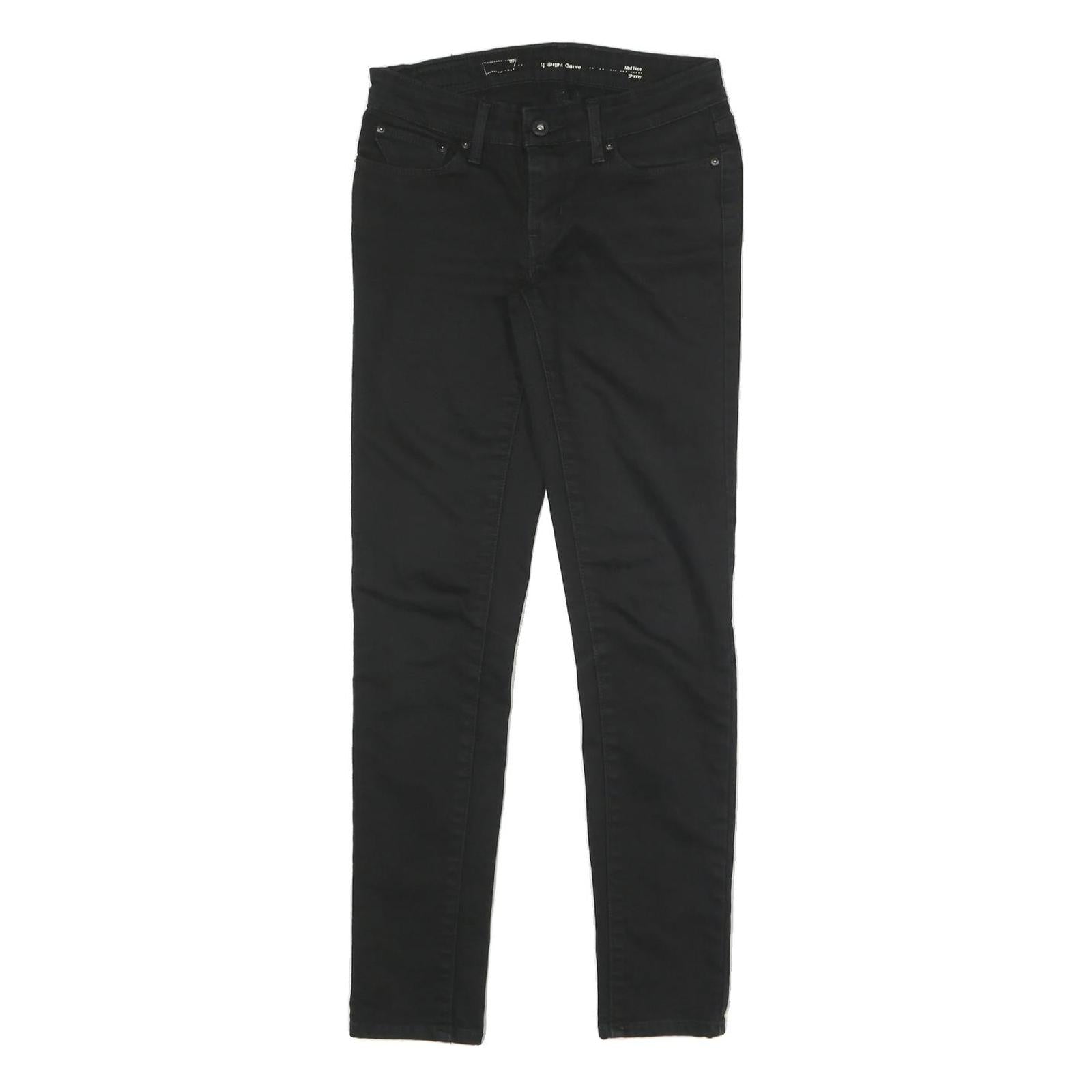 LEVI'S Womens Black Slim Skinny Denim Jeans Cotton Blend W26 L27 Stretch Zip