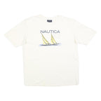 NAUTICA Mens White Graphic T-Shirt L Short Sleeve Crew Neck Cotton L