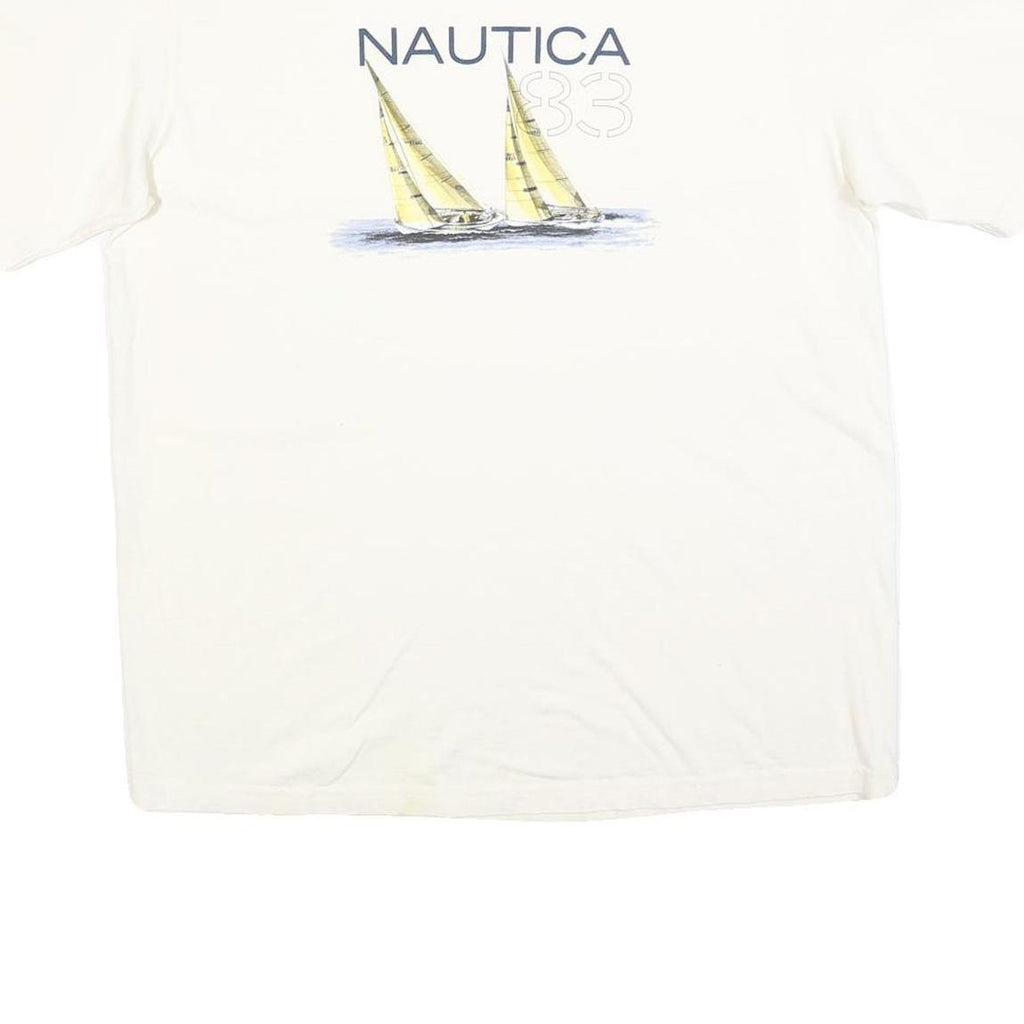NAUTICA Mens White Graphic T-Shirt L Short Sleeve Crew Neck Cotton L