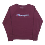 CHAMPION Womens Maroon Sweatshirt Crew Neck M Embroidered Logo Comfort Fit