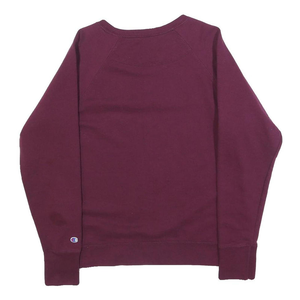 CHAMPION Womens Maroon Sweatshirt Crew Neck M Embroidered Logo Comfort Fit