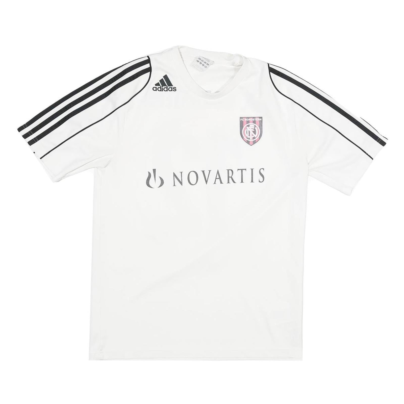 ADIDAS Mens White & Black FC Nordstern Graphic T-Shirt S Short Sleeve V-Neck