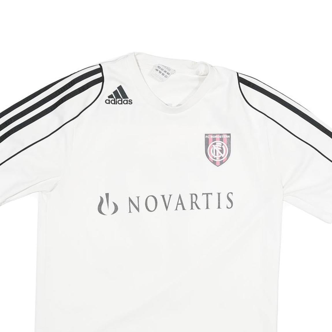 ADIDAS Mens White & Black FC Nordstern Graphic T-Shirt S Short Sleeve V-Neck