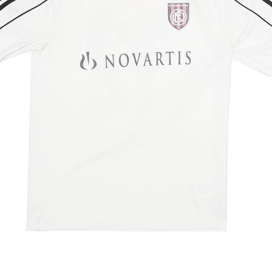 ADIDAS Mens White & Black FC Nordstern Graphic T-Shirt S Short Sleeve V-Neck