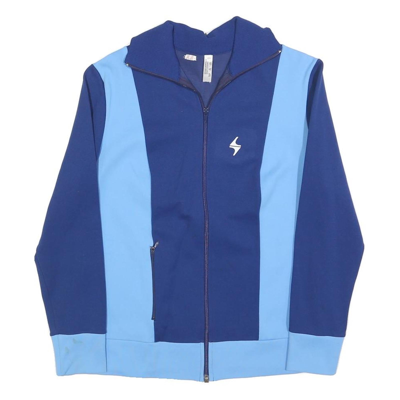 Womens Blue & Light Blue Casual Zip Up Polyester Blend Jacket M Plain Sporty