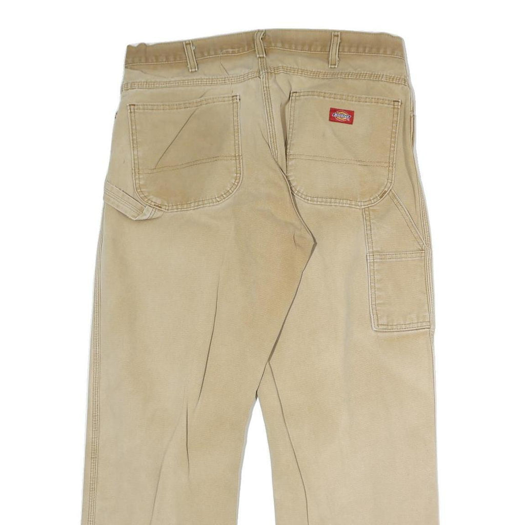 DICKIES Mens Regular Fit Straight Beige Cotton Jeans W34 L29 Workwear Casual
