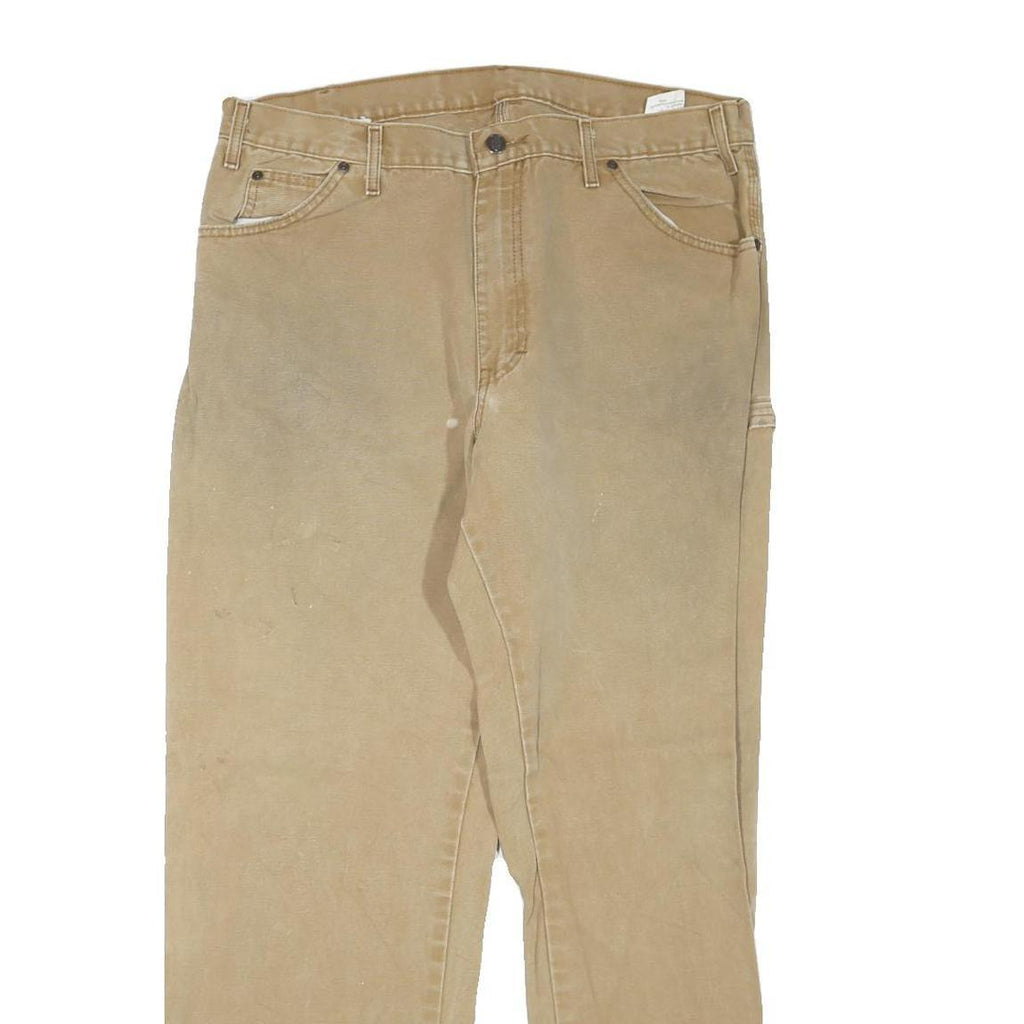 DICKIES Mens Jeans Beige Regular Straight Denim Medium W36 L32 Workwear Utility