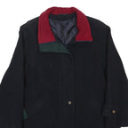 Womens Black & Burgundy Wool Zip Jacket L Plain Casual Classic Outerwear