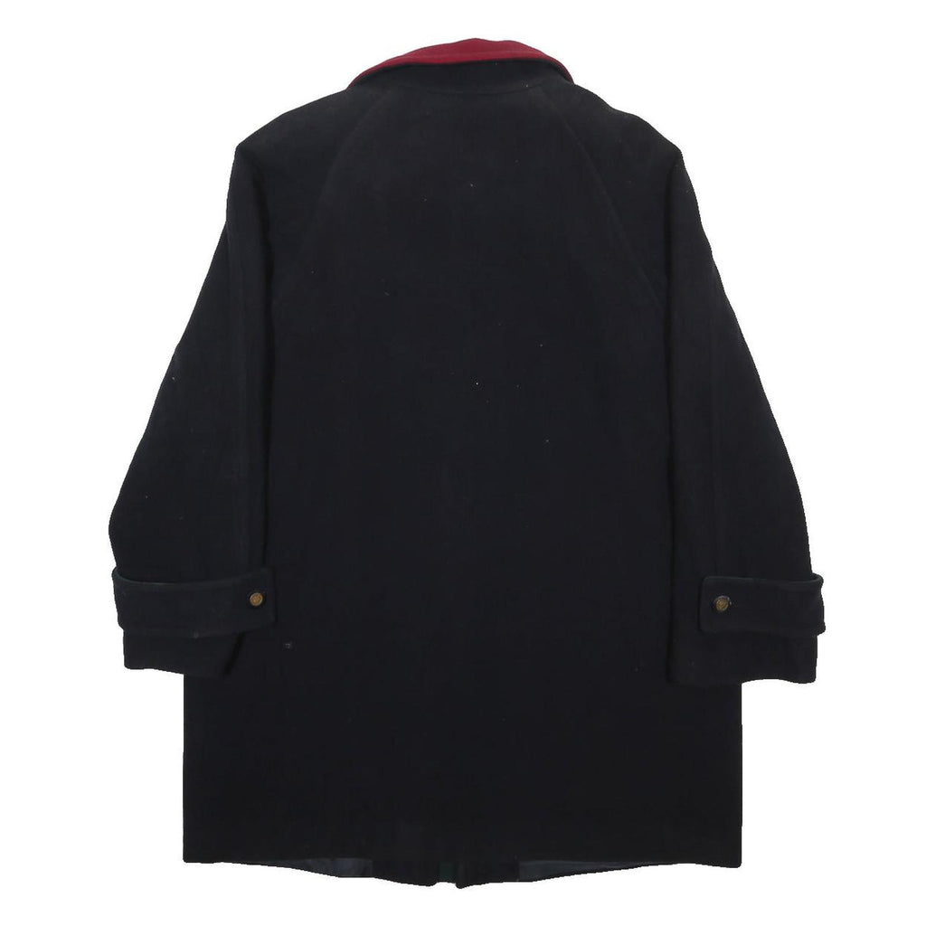 Womens Black & Burgundy Wool Zip Jacket L Plain Casual Classic Outerwear