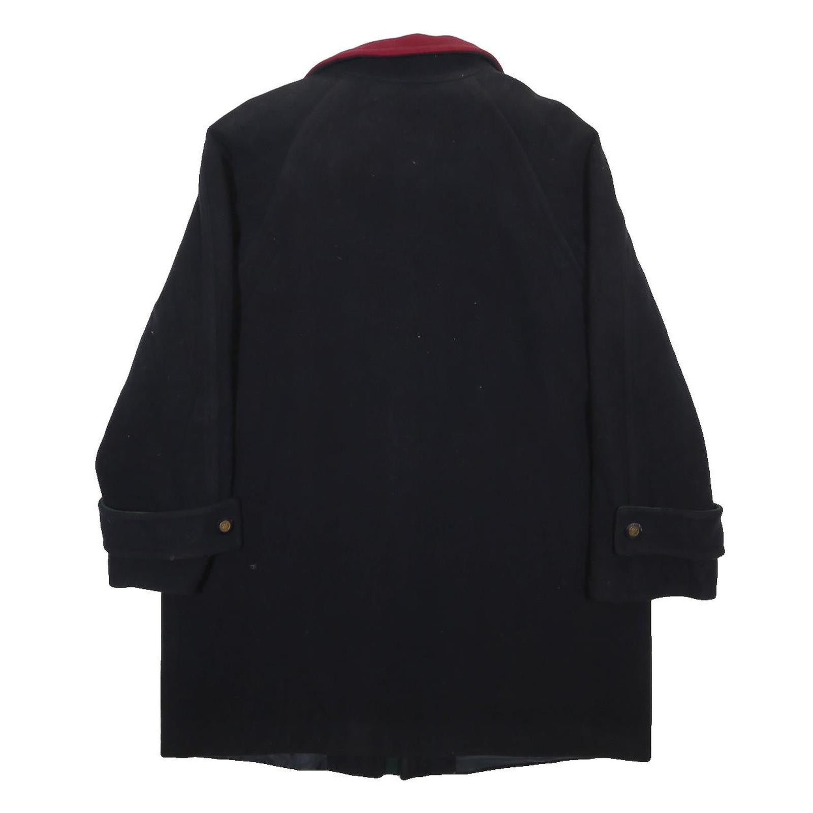 Womens Black & Burgundy Wool Zip Jacket L Plain Casual Classic Outerwear