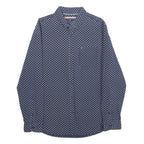 TOMMY HILFIGER Mens Blue Patterned Shirt M Cotton Long Sleeve Button
