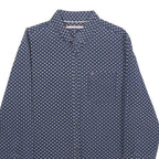 TOMMY HILFIGER Mens Blue Patterned Shirt M Cotton Long Sleeve Button