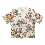 TEDDI Womens Cream Floral Map Print Shirt Short Sleeve Collared M Casual Top