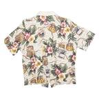TEDDI Womens Cream Floral Map Print Shirt Short Sleeve Collared M Casual Top
