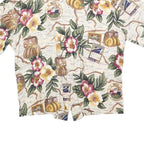 TEDDI Womens Cream Floral Map Print Shirt Short Sleeve Collared M Casual Top