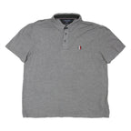 TOMMY HILFIGER Mens Grey Short Sleeve Polo Shirt XL Cotton Blend Basic Casual