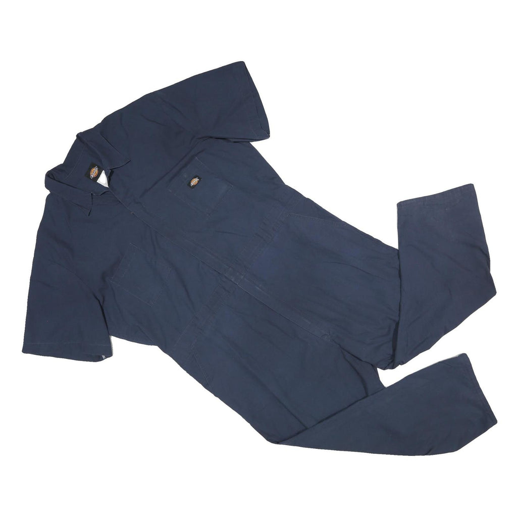 DICKIES Mens Navy Blue Cotton Regular Fit Dungarees L W46 L29 Workwear
