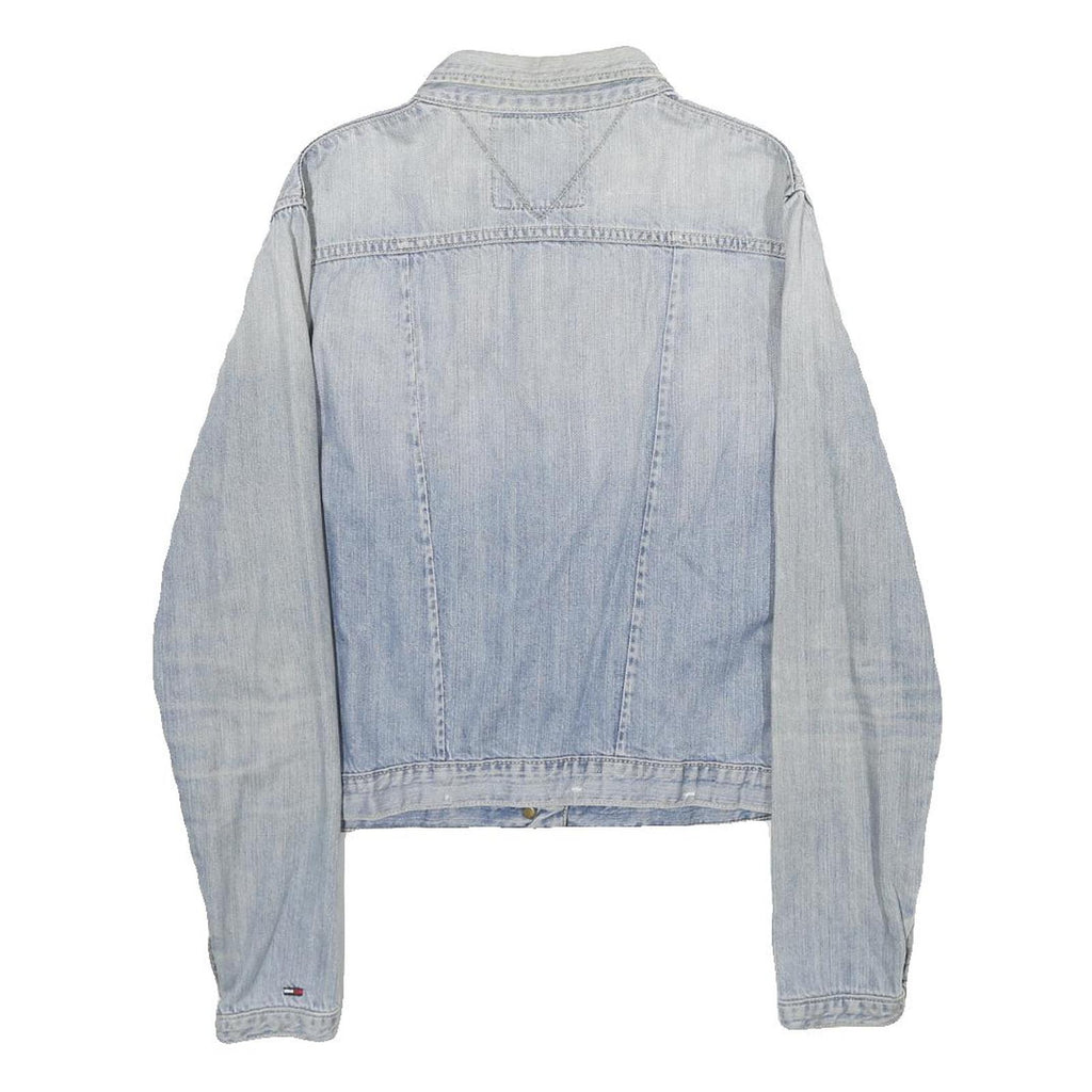 HILFIGER DENIM Womens Blue Cotton Blend Denim Jacket L Button Plain Casual