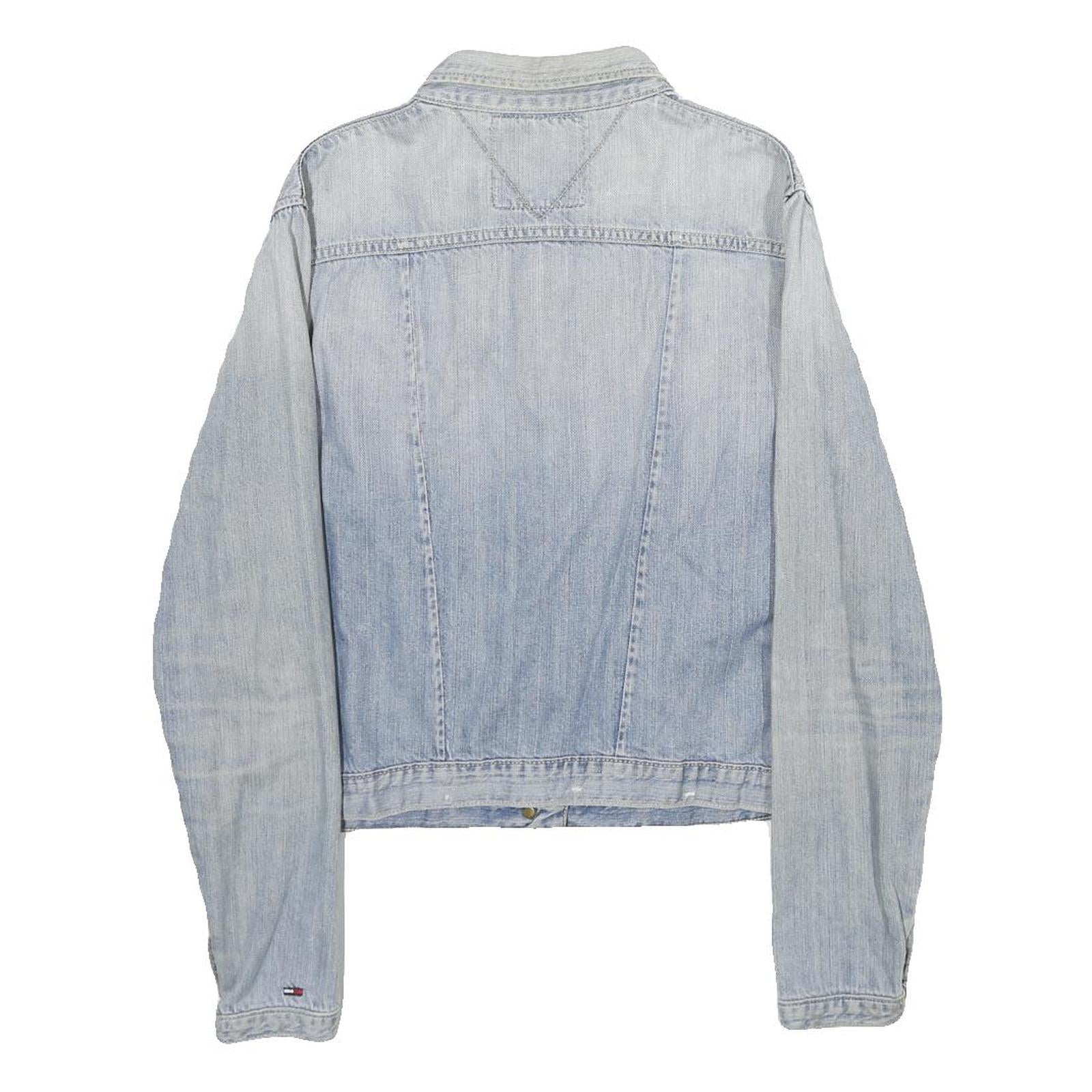 HILFIGER DENIM Womens Blue Cotton Blend Denim Jacket L Button Plain Casual