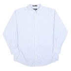 NAUTICA Mens Blue Plain Shirt L Button Down Collar Cotton Blend Smart Casual