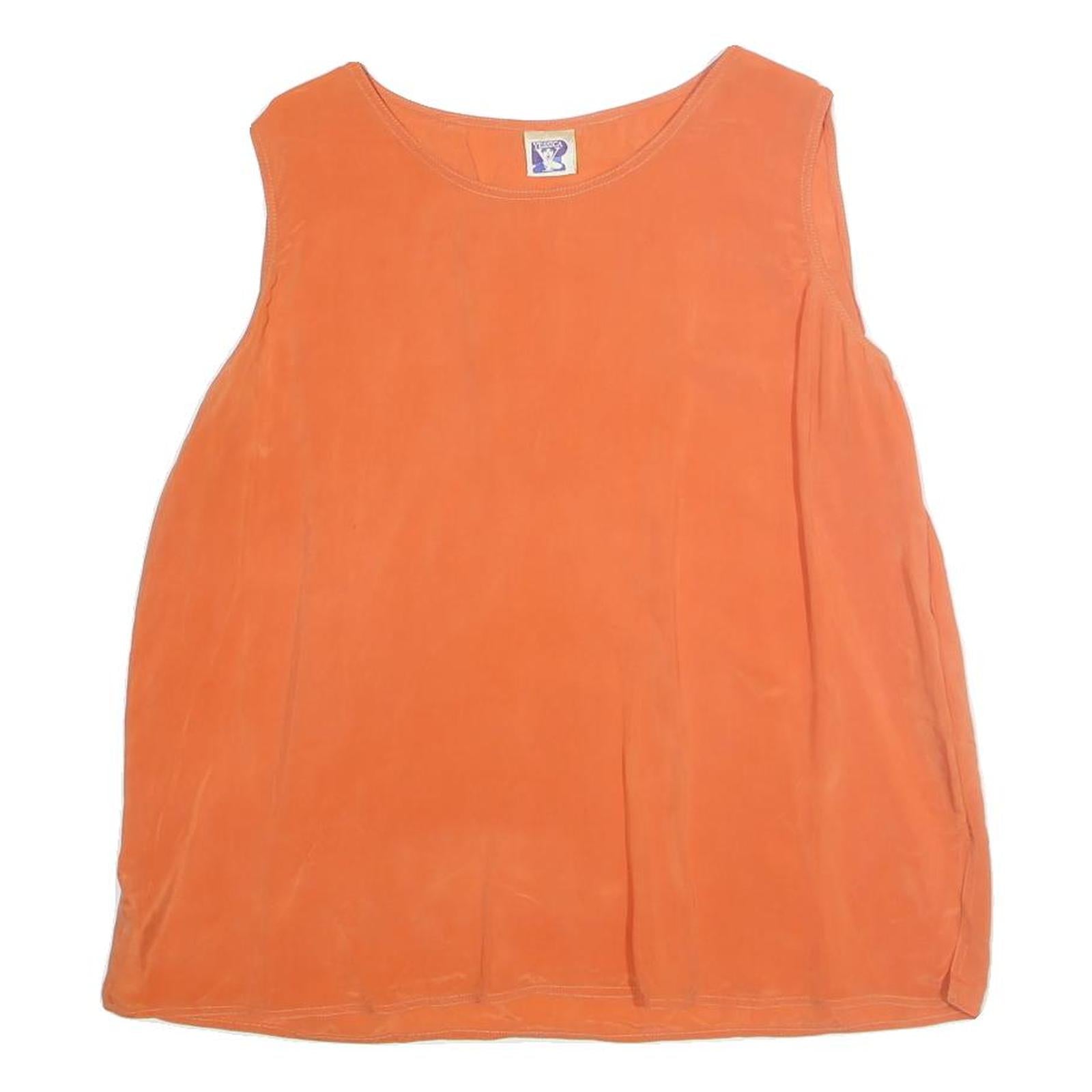 YESSICA Womens Orange Sleeveless Plain Top M Summer Casual