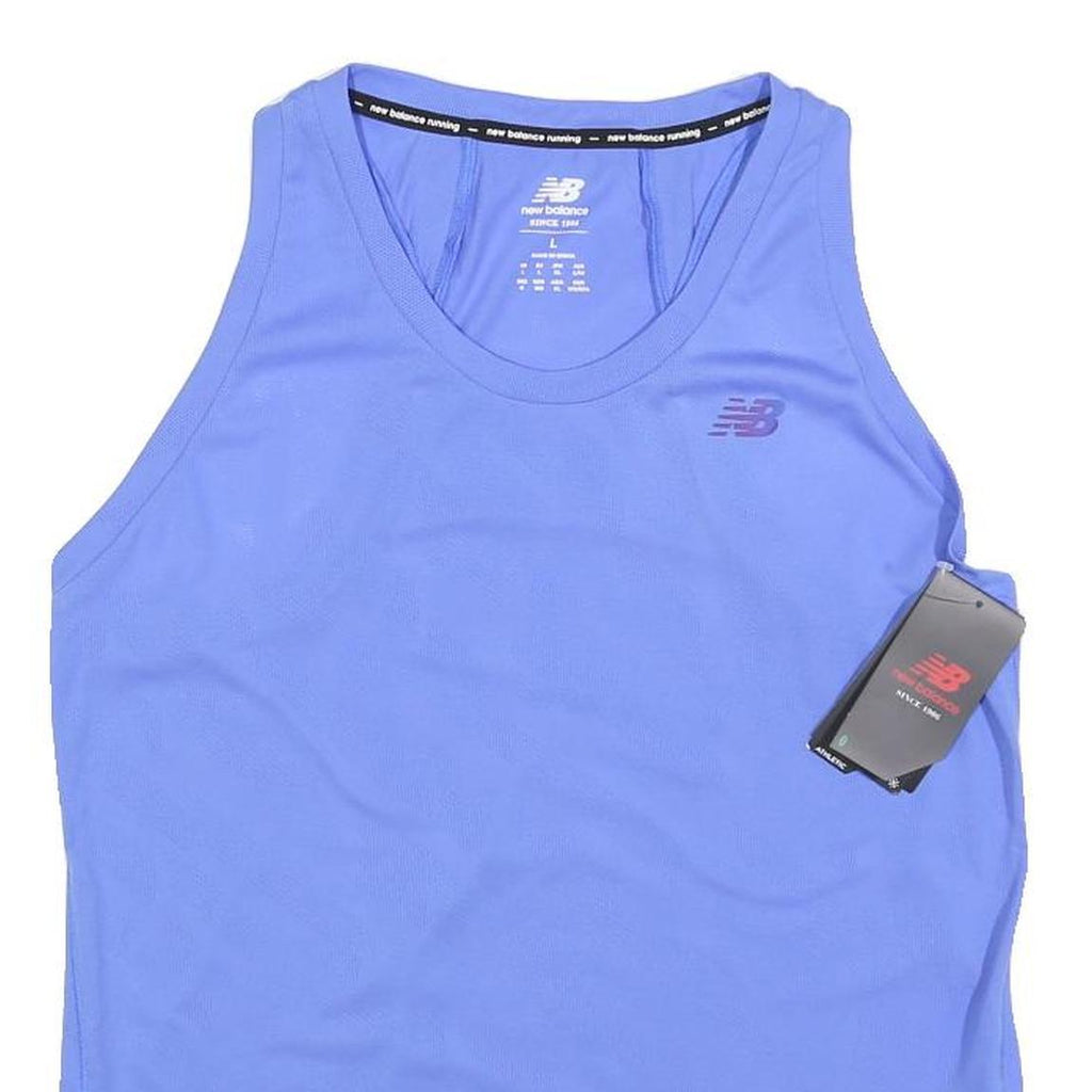 NEW BALANCE Womens Blue Running Vest L Sleeveless V-Neck Sports Active Wear