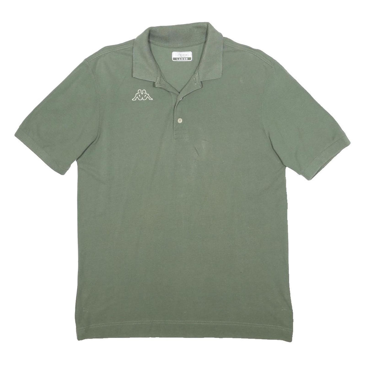 KAPPA Mens Green Short Sleeve Plain Polo Shirt L Classic Cotton Casual