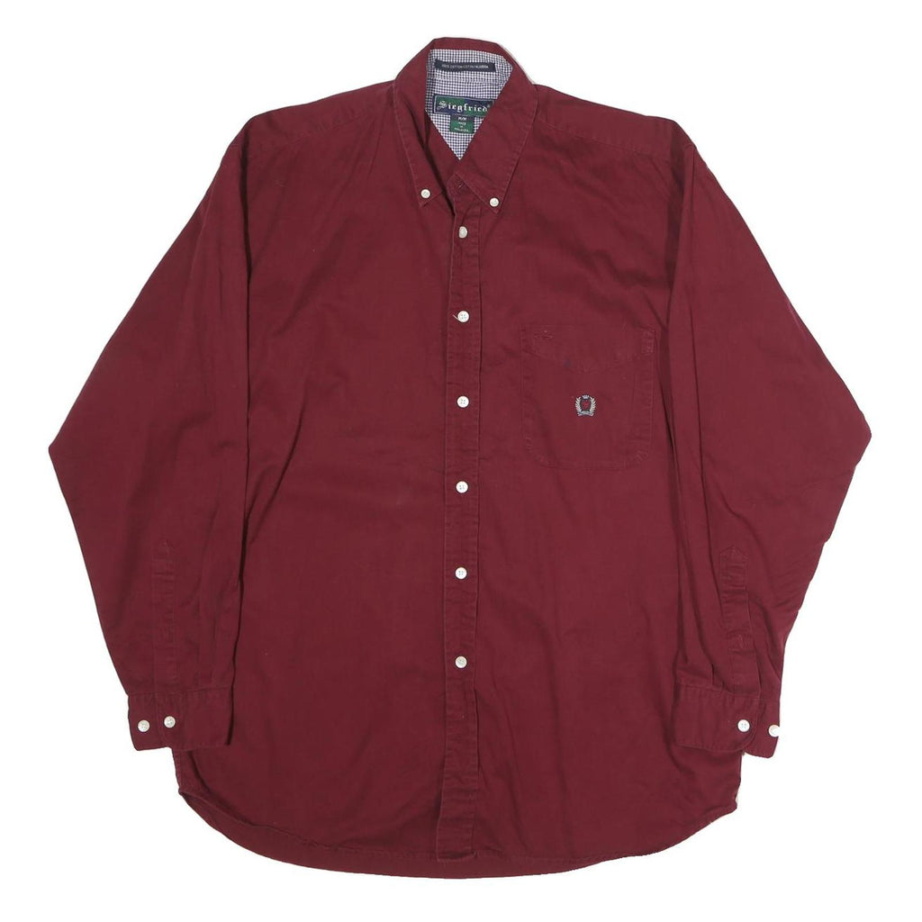 SIEGFRIED Mens Maroon Casual Cotton Shirt M Classic Button Down Long Sleeve