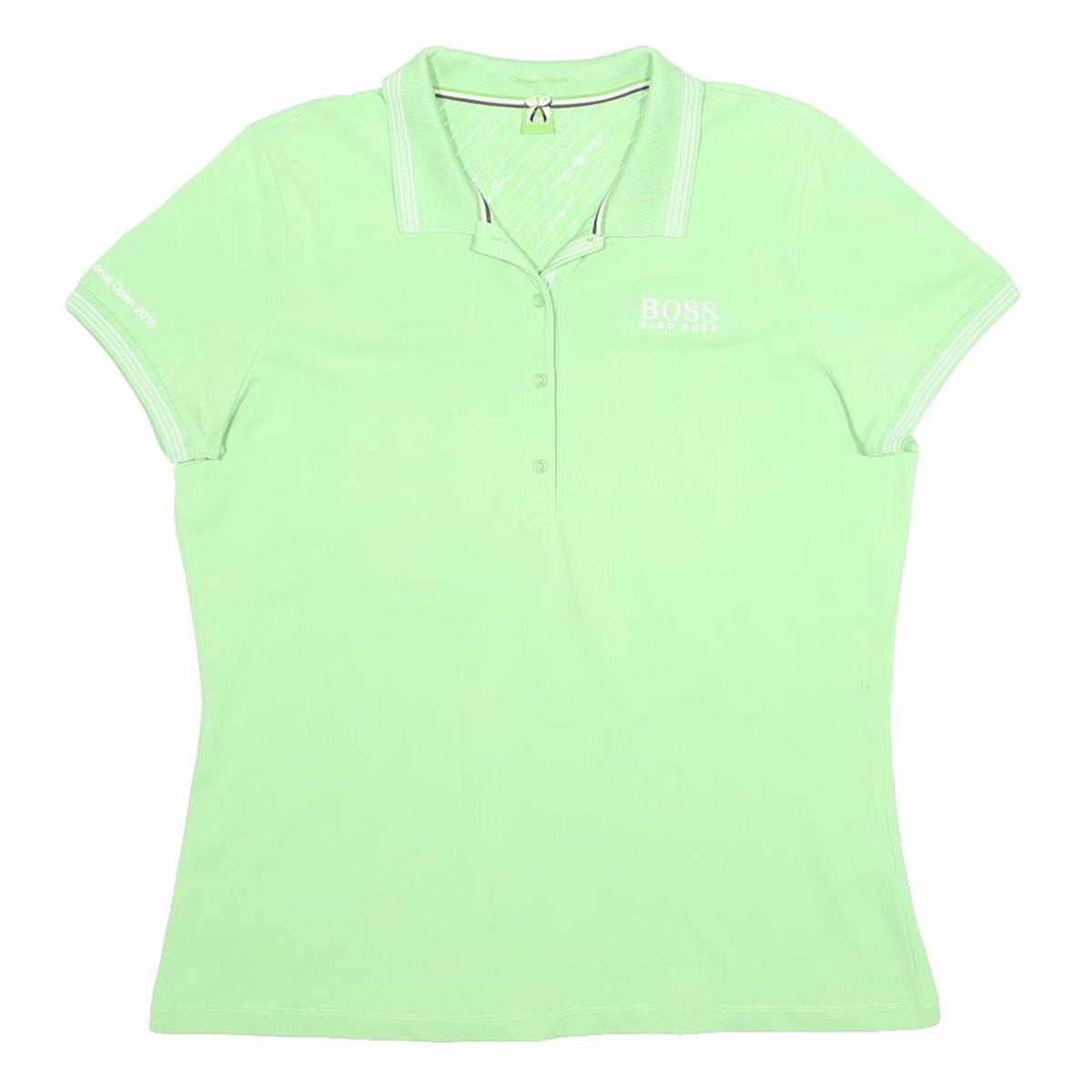 BOSS HUGO BOSS Womens Green Short Sleeve Polo Shirt 2XL Cotton Blend Lightweight