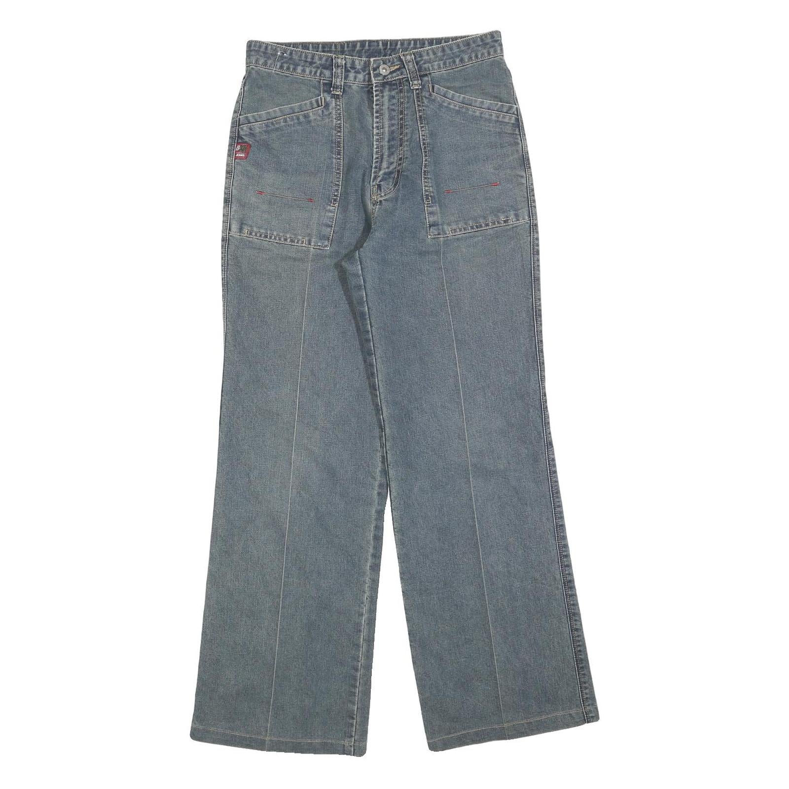 BXH Womens Relaxed Blue Denim Jeans W29 L29 Patch Pocket Zip Closure